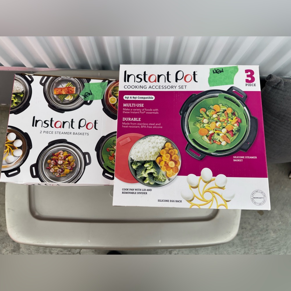 Instant Pot Multi-Use Cooking accessory and steamer basket Set - Black (2 boxes)